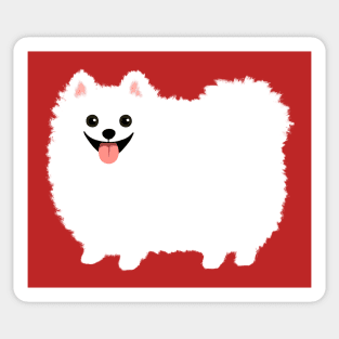 Fluffy White Pomeranian Cartoon Dog Sticker